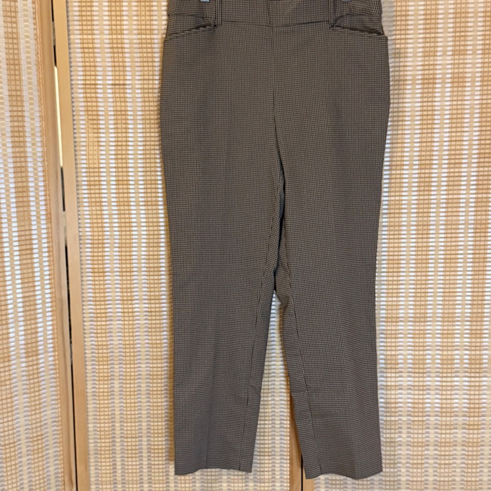 Rafaella Womens Rich Khaki Houndstooth Stretch Pull On Pants Size 14 Office